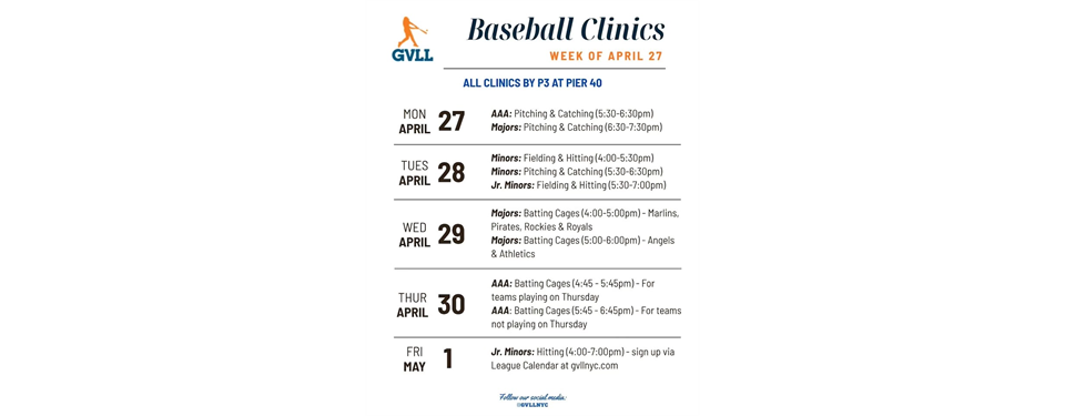 Free Baseball & Softball Clinics